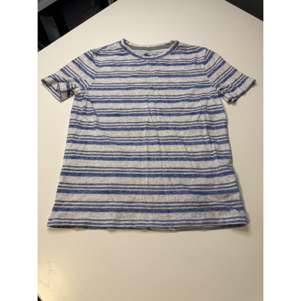 Old Navy Boys Blue Grey Striped Short Sleeve T-Shirt Size M 8 Crew Neck Tee